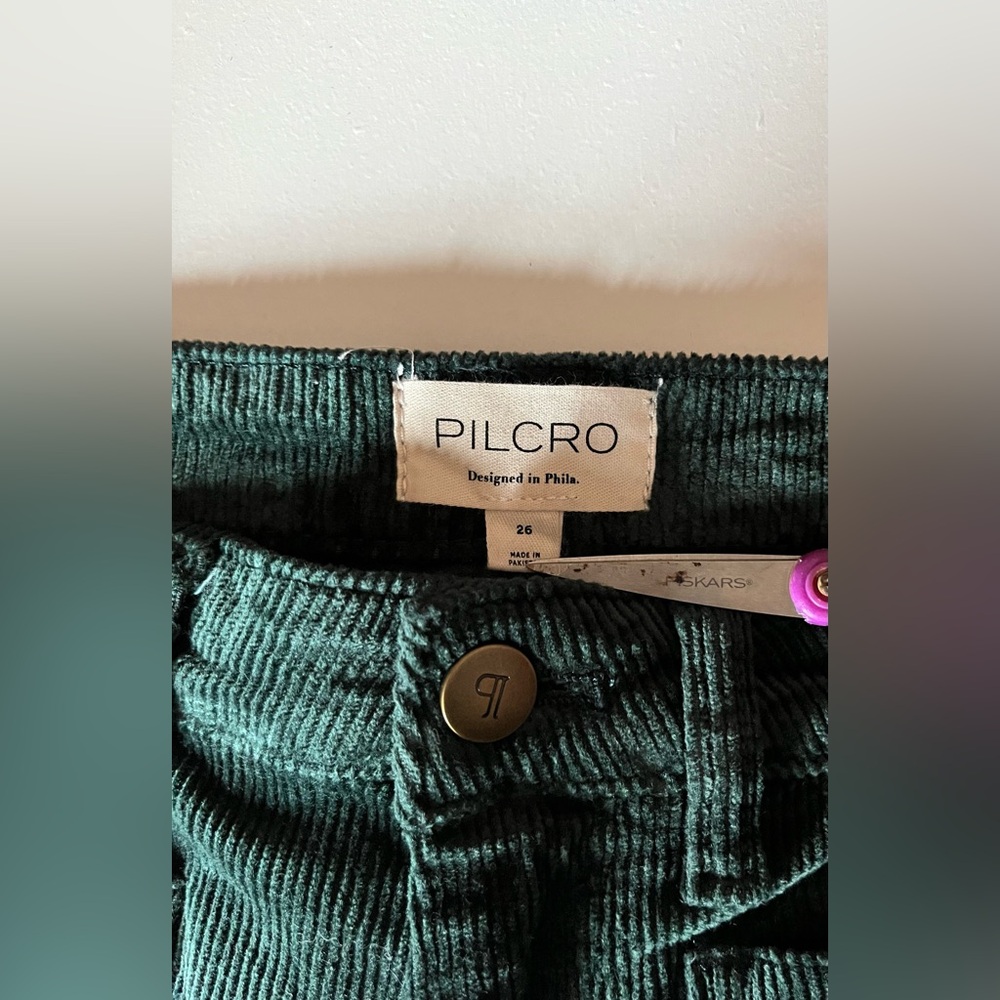 Anthropologie Pilcro Icon Flare Corduroy Pants Jeans Corduroy Emerald Green 26 - Picture 2 of 6